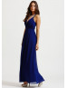 Royal Blue Chiffon V Neckline Long Prom Dress
